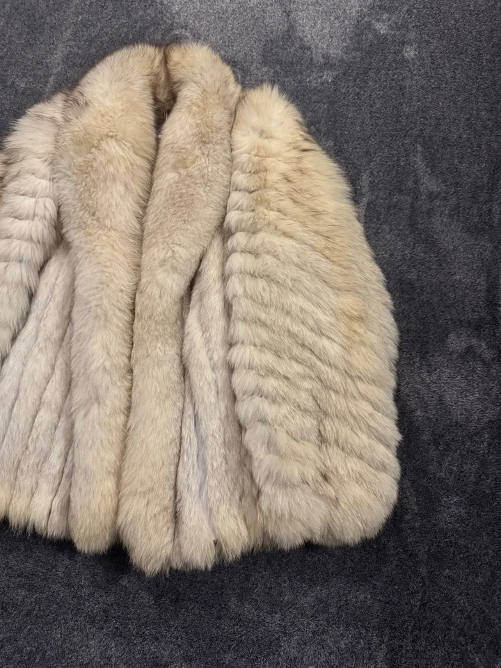 Abrigo de piel de zorro SAGA vintage para mujer talla XL ETIQUETA PLATEADA blanco gris Foto 4 de 4