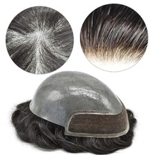 French Lace Front Mens Toupee Units Thin Skin Human Hair Male Replacement System