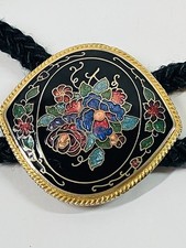 Women  s Black Cord Rope Sash Belt Cloisonne 31  Long