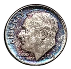 1956 Roosevelt Dime BU Original Colorful Mint Set Toning Silver 10c US Coin #7