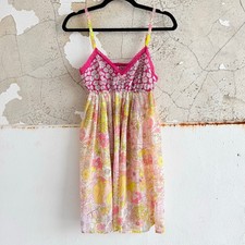 Liberty of London Target Slip Dress Pink Yellow Floral Babydoll Lace Coquette M