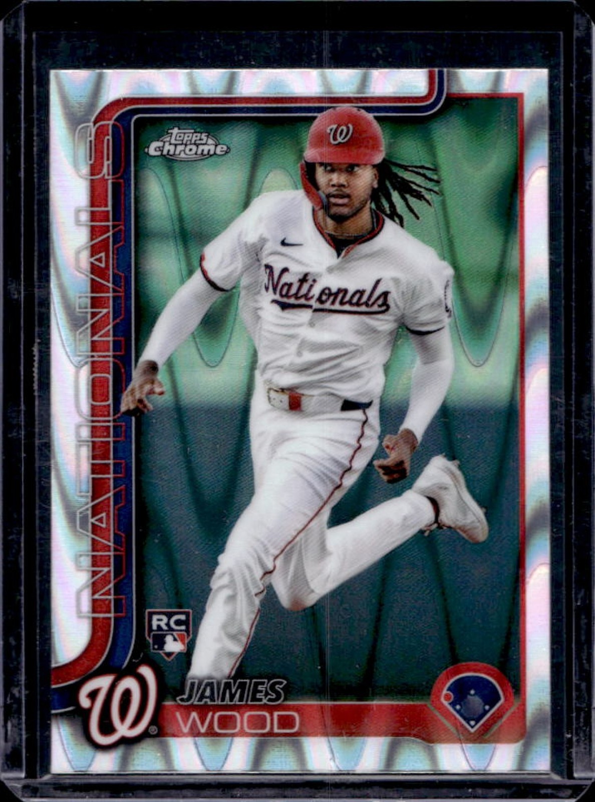 2025 Topps Chrome James Wood RC RayWave Refractor Rookie #132 Nationals