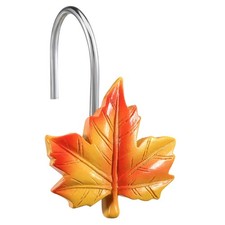 Maple Leaf Shower Curtain Hooks 12 PCS Thanksgiving Rustproof Deciduous Yellow