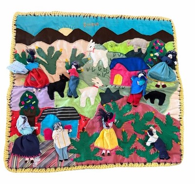 Vintage Handmade Peruvian Artillery Textile Art Wall Embroidered 3D Appliqué