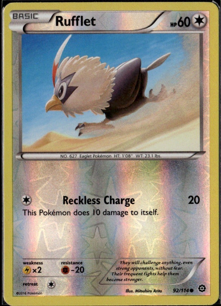Rufflet Common XY Steam Siege 92/114 Colorless Reverse Holo Pokemon Card