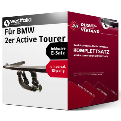 Anhängerkupplung abnehmbar + E-Satz 13pol universell für 2er Active Tourer 13-
