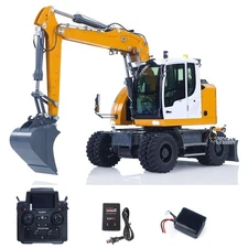 1/14  Hydraulic Wheeled Excavator 7CH 2WD/4WD Metal RC RTR Digger w/ Axle Lock