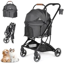 T3 3 in 1 Small Pet Stroller for Dogs & Cats, 4 Wheels with Detachable