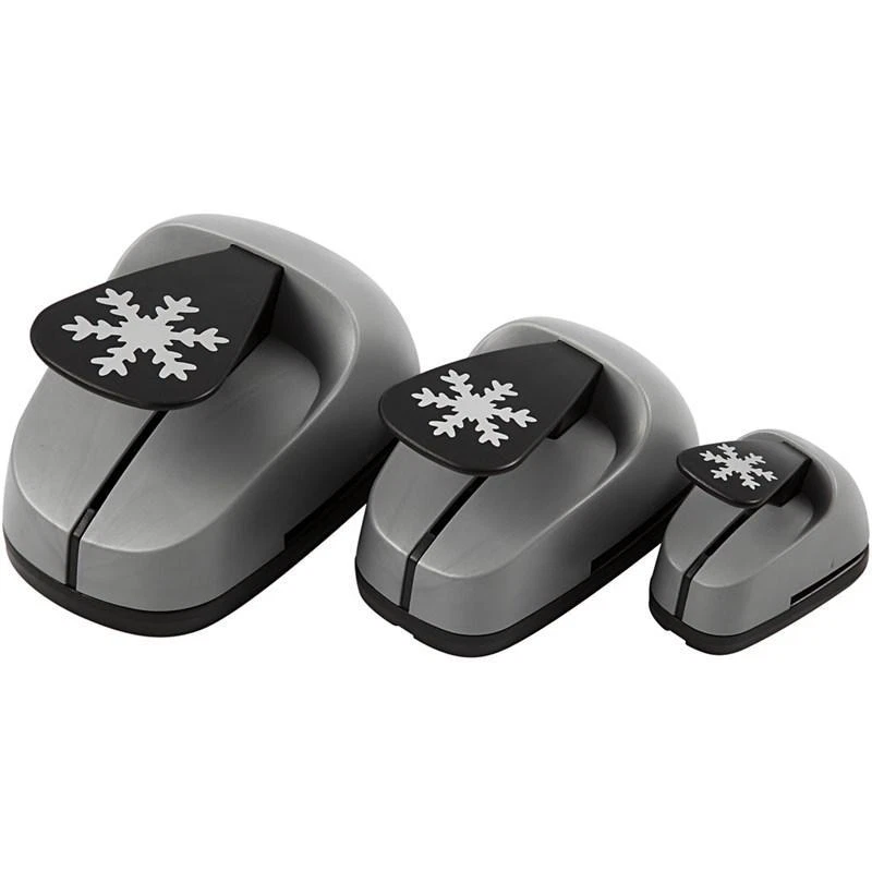 CREATIV Juego de 3 punzones artesanales copos de nieve papel tarjeta delgada 25+49+75 mm estacionario