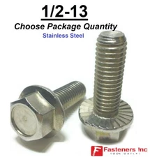 1/2"-13 Stainless Steel Serrated Flange Hex Cap Screw Bolt (Choose Length & Qty)