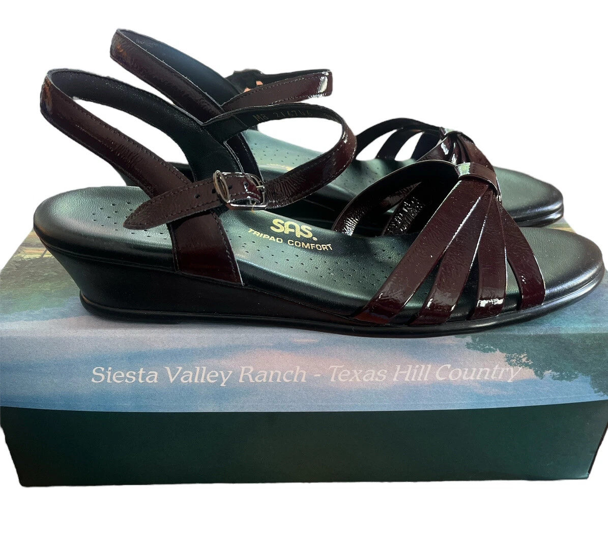 New SAS Women s Strippy P Wine Sandals Shoes 2134 010 Size 9.5 M
