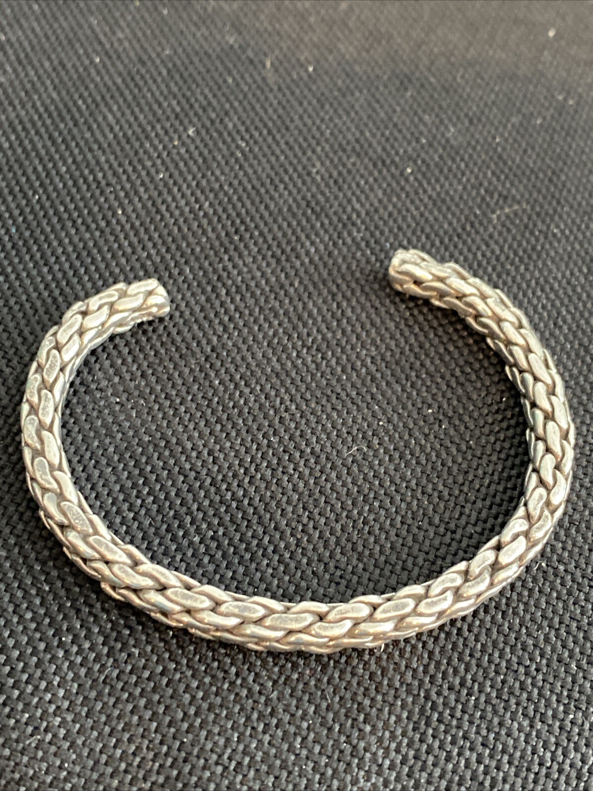 Sterling Silver .925 Solid Woven Cuff Bangle Brac… - image 4