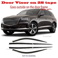 For Genesis GV80 2021-2025 ⭐6pcs⭐ 2S Tape BLACK Door Window Vent Visor Deflector