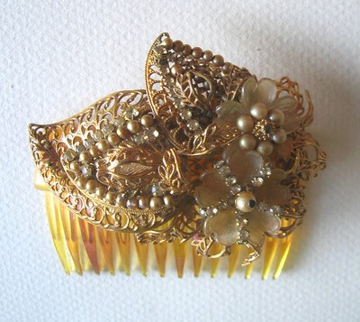 Peigne Décoratif à Fleurs Françoise Montague - Occasion - Accessoire Cheveux Vintage Ou Déco - Taille Unique Multicolore