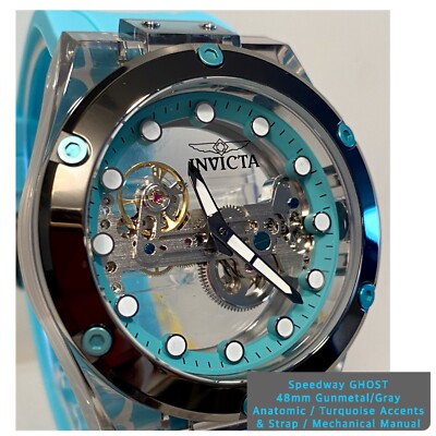 48mm Sky Blue GHOST | Gray & Gunmetal Case | SPEEDWAY Invicta Mechanical Watch