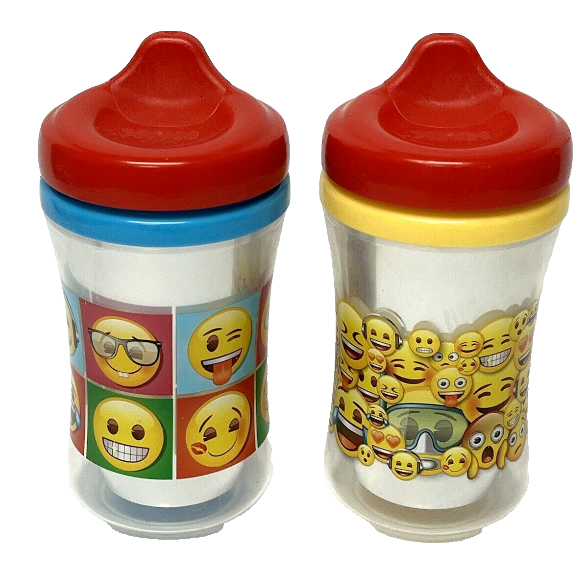 Lot of 2 Emoji NUK Insulated Hard Spout Sippy Cups 10oz No Spill No Inner Spout