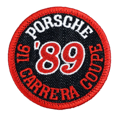 1989 Porsche 911 Carrera Coupe Embroidered - Black Denim/Red Iron-On Sew-On Hat - Picture 1 of 2