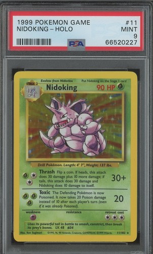 1999 Pokemon Base Set Nidoking #11/102 Holo Graded PSA 9 MINT ORIGINAL CARD!