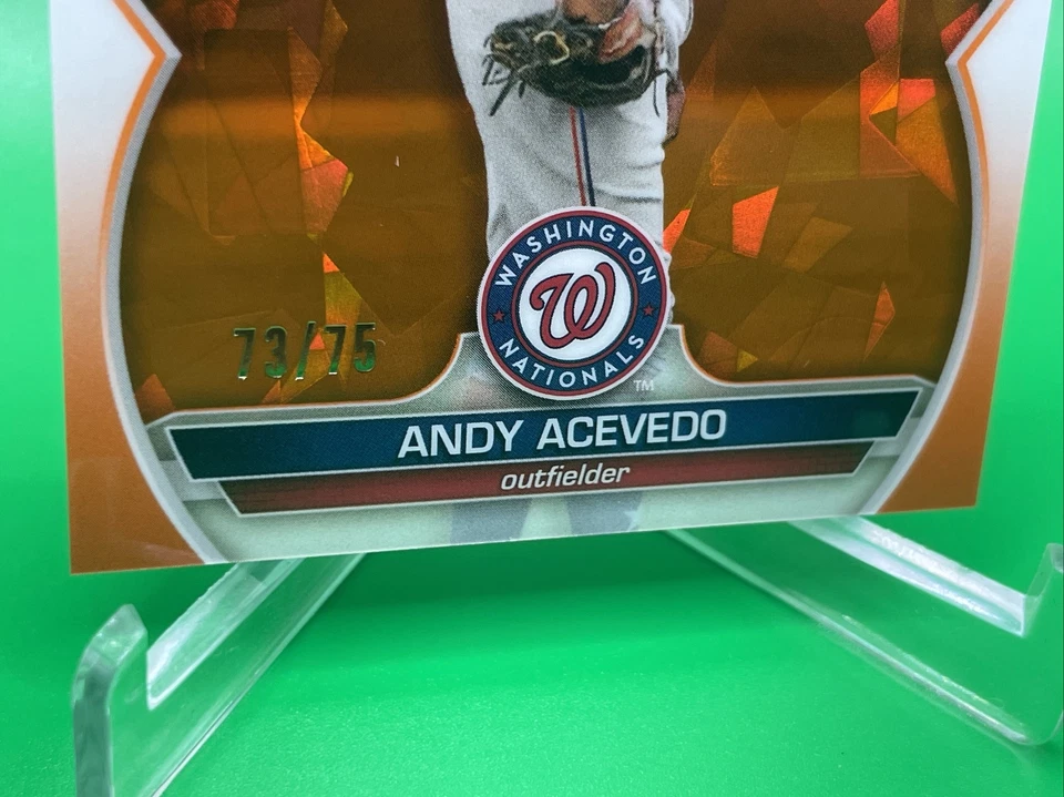 2023 Bowman Chrome Sapphire Andy Acevedo Orange Refractor 1st Prospect #73/75 - Image 2 of 3