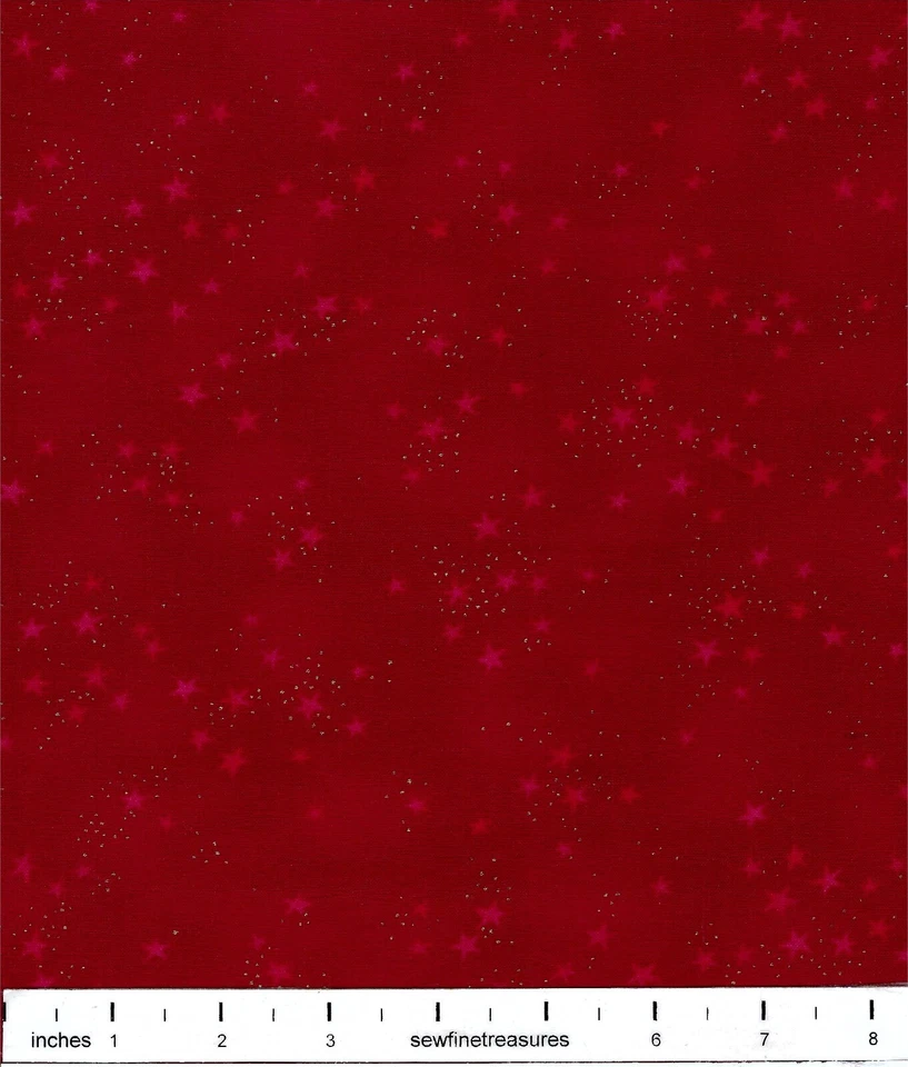 Laurel Burch Basics STAR RED Metallic Cotton Coordinate Fabric By the FQ 1/4 YD - Image 2 of 4