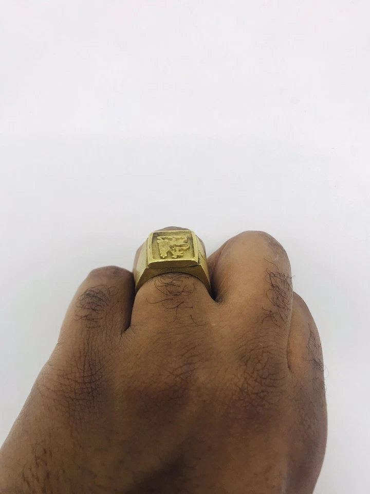 Handmade Ethiopian HAILE SELASSIE lion of Judah Brass Ring SIZE 9,10,11 - image 3 of 3