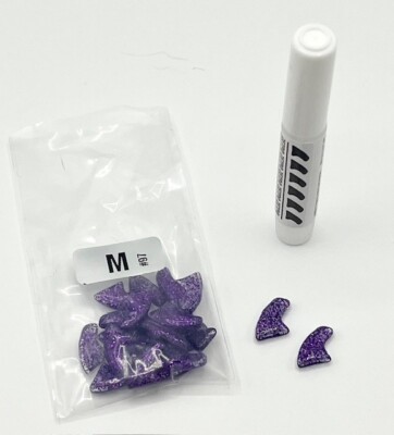Purple Glitter Pet Cat Nail Caps, Soft Glue-On Nail Art Kits, Pack of 20 (Med)