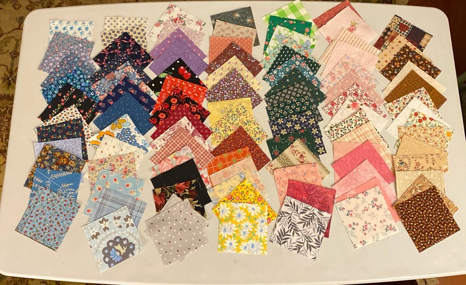 100 3 INCH (3” X 3”) QUILT SQUARES - Cotton Fabric Crafts Sew - No Duplicates - Image 2 of 4