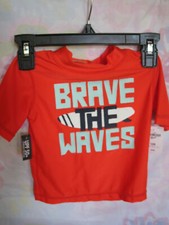 NWT OshKosh 12 months swim shirt rash guard UPF 50 orange short sleeve 30