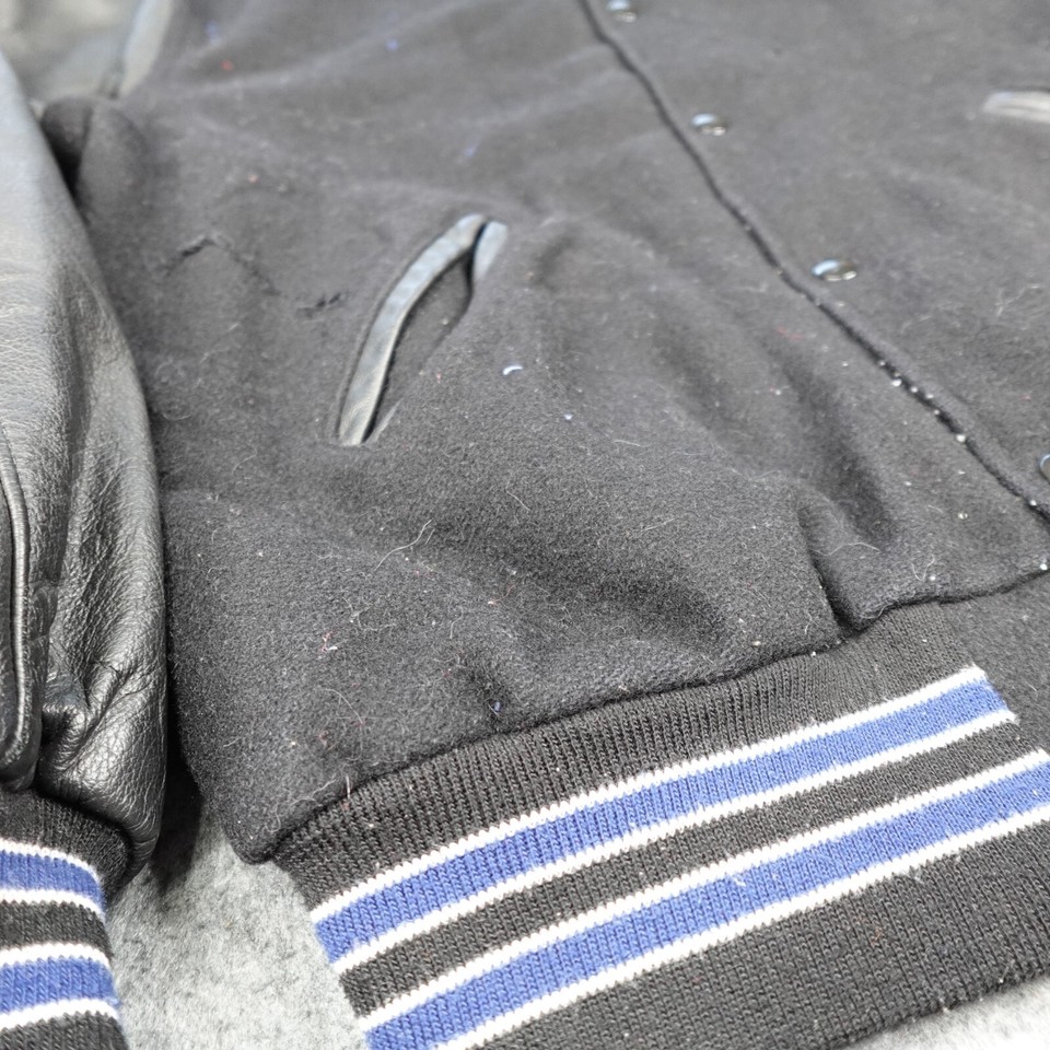 VTG Varsity Jacket Mens Large Black Blue Letterman Worthington