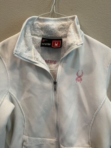 Spyder Full Zip Ribbed Ski Sweater Jacket Women’s Size XL White (52-54) - Afbeelding 1 van 5
