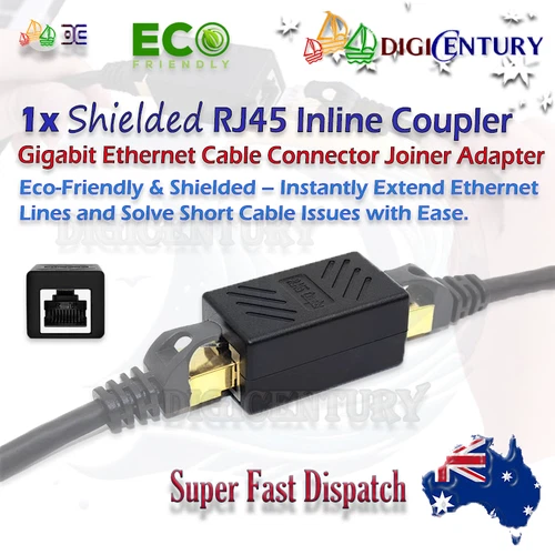 1x Shielded RJ45 8P8C Inline Coupler Ethernet Cable Joiner Connector Female-F