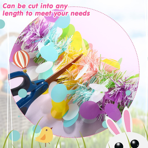 32.8 Feet X 4 Inches Easter Tinsel Garland with Colorful Egg Decorations, Easter - Picture 4 of 8
