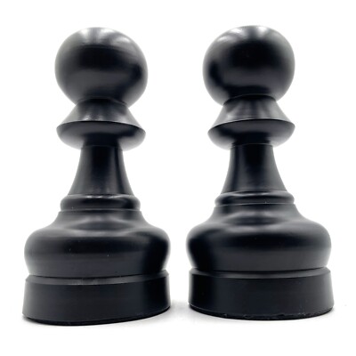 2 ELLE DECOR BLACK PAWN CHESS PIECE DECORATIVE 7'' TALL SHELF QUEEN'S GAMBIT