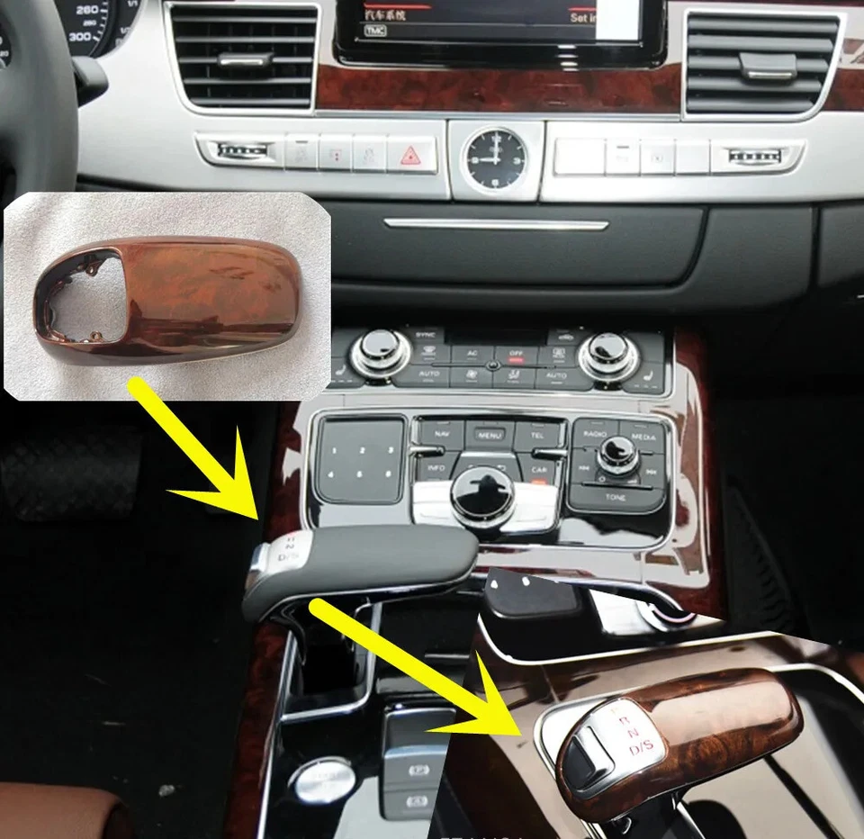 Gear Shift Knob Lever Handl Cover Wood Color For Audi A8 S8 D4 Quattro 2010-2017 Foto 2 de 4