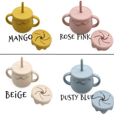 Toddler Cup, Silicone Sippy Cup with Straw, with Snack Lid, Honey Pot Design