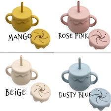 Toddler Cup, Silicone Sippy Cup with Straw, with Snack Lid, Honey Pot Design