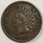 1907 Indian Head Cent Choice Extremely Fine XF+ Coin #18007