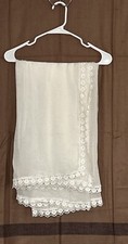 Women's Pakistani Off-White Silk Plain Dupatta with Laces 4 Sided