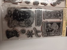 MERRY CHRISTMAS Santa Holiday NEW 2 Sets Recollections Cling Rubber Stamps Snow