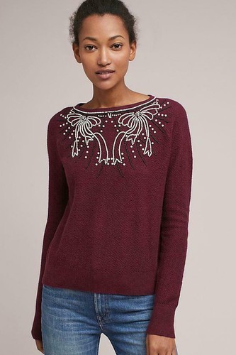 Anthropologie Pearl Bow Pullover 