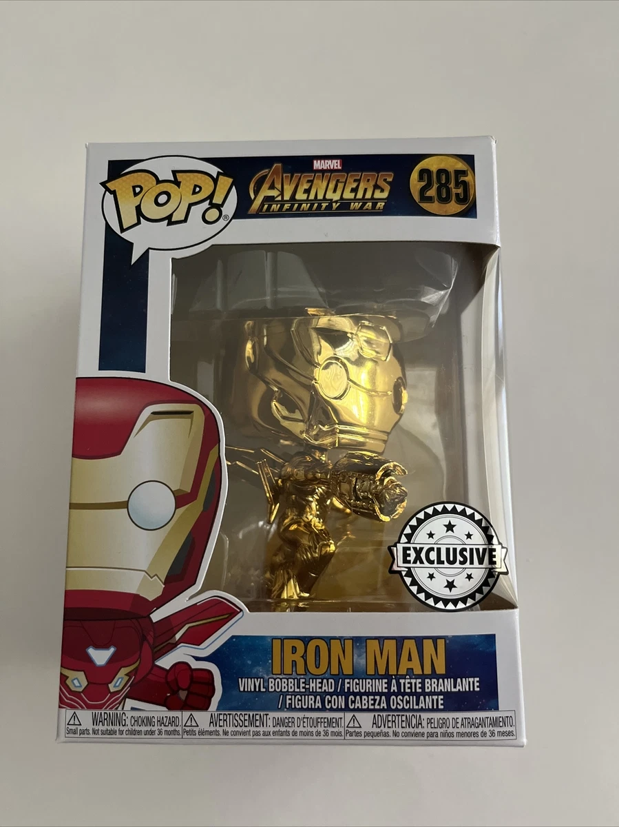 RARE Funko Pop Marvel GOLD CHROME IRON MAN #285 Infinity War exclusive