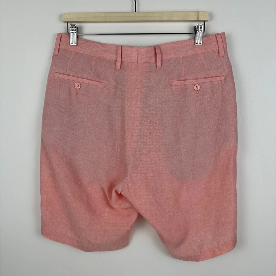 Pantalones Cortos Chinos Black Saks Fifth Avenue 100% Lino 10" Rosa Para Hombre 34 Foto 2 de 4