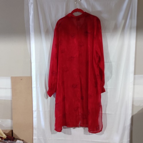 Revue Women's Red Black Sheer Floral Print Long Top Jacket Size 3X - Picture 7 of 10