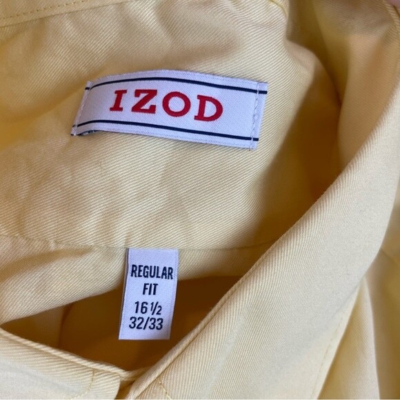 Izod Solid Yellow Long Sleeve Collared Button Dow… - image 2