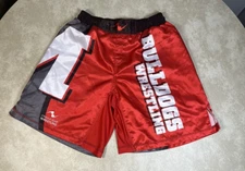 Cradle Gear Bulldogs Red Gray Satin Wrestling Shorts Size Medium 1083