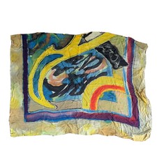 vintage 90s artist made abstract silk scarf