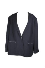 Tahari Navy Zip Pocket Twist Lock Blazer 24W