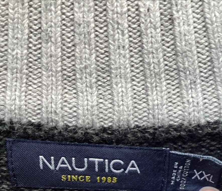 NAUTICA Men's (Size XXL) Mock Collar Long Sleeve 1/4 Button Sweater 100% Cotton - Image 2 of 3