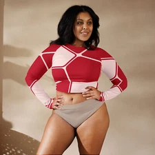 Symmetrical shapes long-sleeve crop top