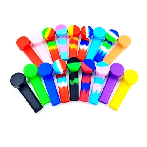 5PCS 3.4'' Mini Silicone Smoking Hand Pipe with Metal Bowl & Cap Lid Pocket Pipe - 第 3/8 張圖片